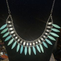 Turquoise & Rhinestone Necklace