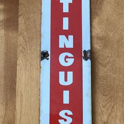 Vintage Porcelain Fire Extinguisher Sign. MF P 26. 24” Long