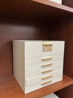 SONGMICS Jewellery Box with Glass Lid 6 Tier with 5 Drawers - White Cloud / Gold