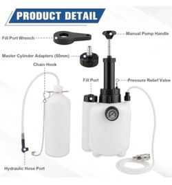 Manual Brake Fluid Pressure Bleeder Kit with Adapters