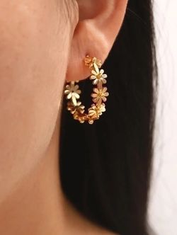 Flower Earrings Gold Plated Earrings With Gift Box