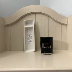 Rae Dunn Make Up Brush Tray & Cosmetic Cup 