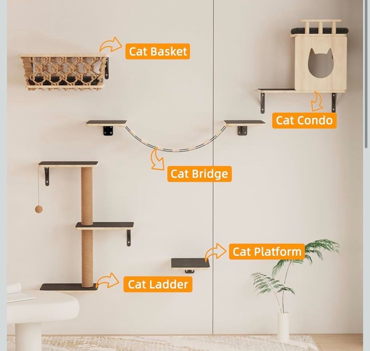 Wall Mounted Cat Climbing Tree Set