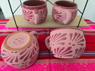 Handcrafted Pink Mexican Ceramic Mug - Hand Painted Pottery ($7 Each)