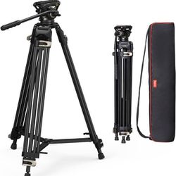SmallRig AD-01 Video Tripod, 73" Heavy Duty Tripod with 360 Degree Fluid Head and Quick Release Plate for DSLR, Camcorder, Camera 