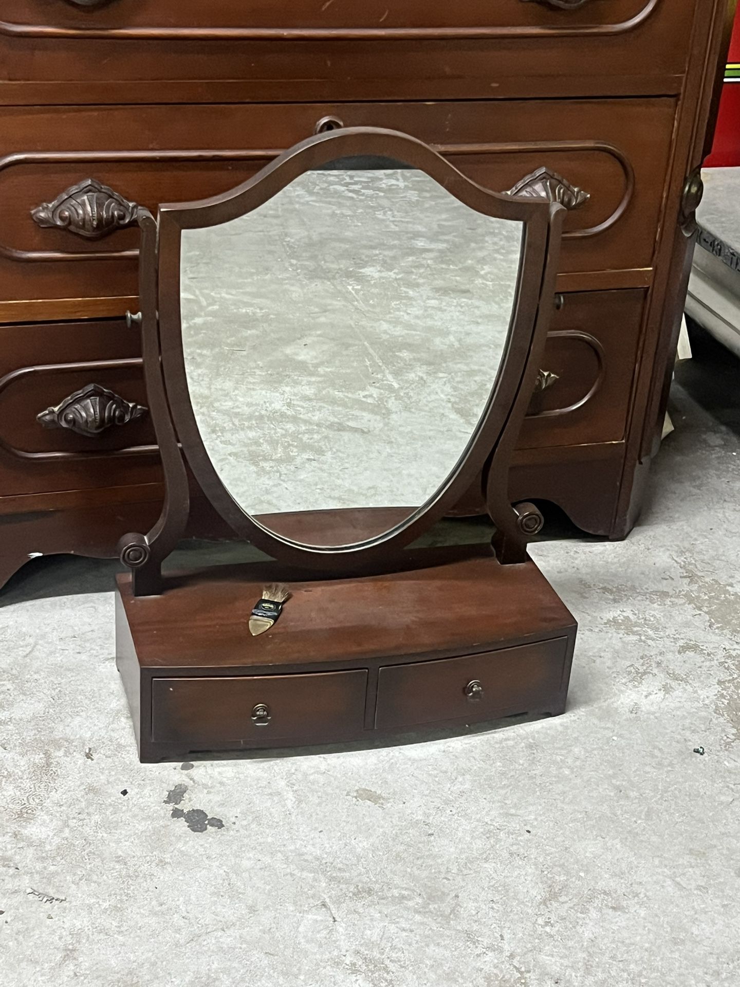 Antique Mahogany Shaving Mirror