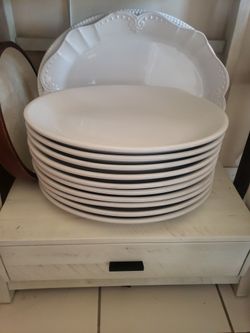 Set Of 10 Ceramic Extra Large Dining Plates