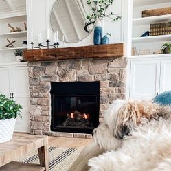 wood  Rustic Fireplace Shelf Mantel