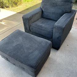 Charcoal Gray Chair With Ottoman