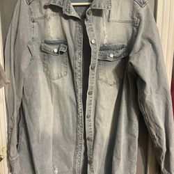 Distressed jean jacket 