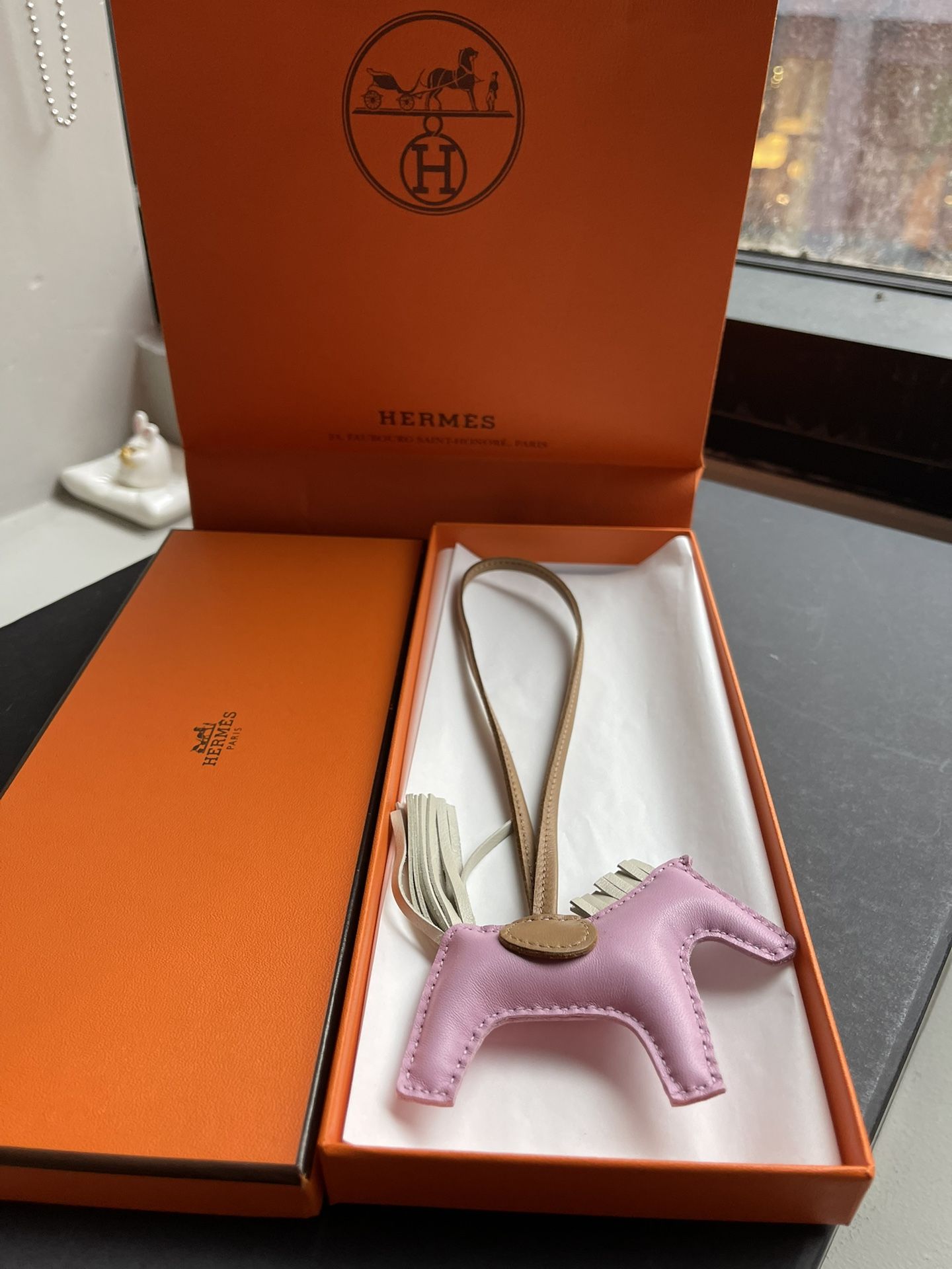 Hermes Milo Lambskin Rodeo Horse Bag Charm 