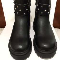 Girls Black Studded Boots
