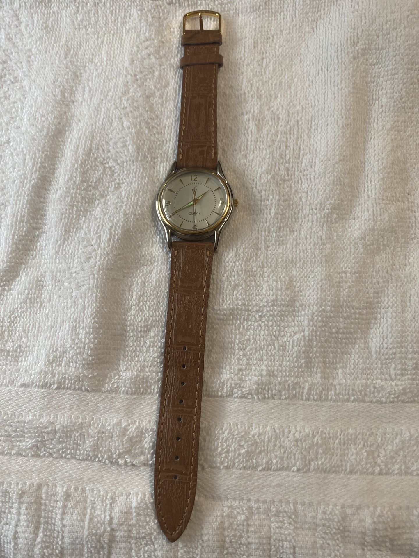 Quartz Watch – Gold Case, Brown Croc Strap (Unbranded)