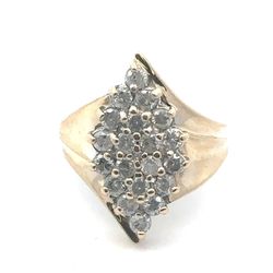 Woman’s Ladies 14k Yellow Gold Diamond Cluster Ring Size 5 GP3110787