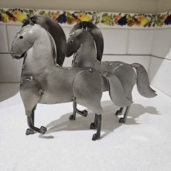 Pair Of Vintage Metal Horse Sculptures In The Style Of Manuel Felguérez Barra