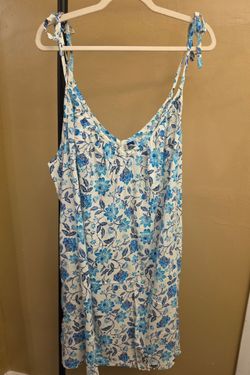 Blue Floral Tie-Shoulder - Women Sleepwear w/ Pockets 3XL NWOT