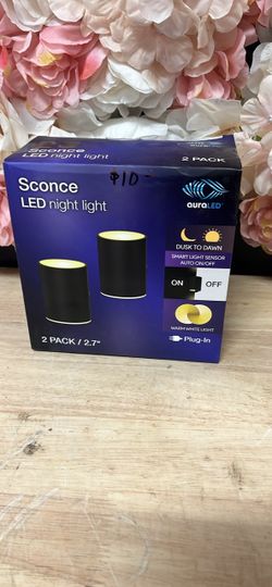 AURA LED Sconce Cylinder Night Light 2PK