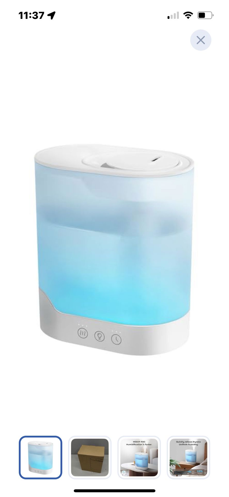 “New”3 L Cool Mist Humidifier & Essential Oil Diffuser ,Quiet,smart Humidity Control (40 Hr Runtime(retail$39