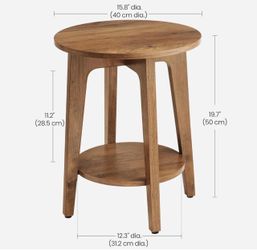 VASAGLE 2-Tier Small Round End Table Nightstand w/ Tapered Legs Set of 2- Honey Brown