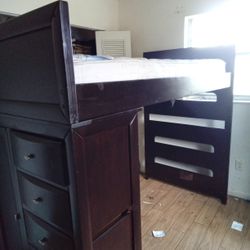 Bunk Loft Style  Full Size Bed And Dressers 