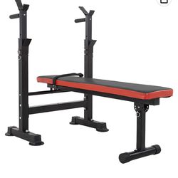 Adjustable Weight Bench With Barbell Rack And Barbell 