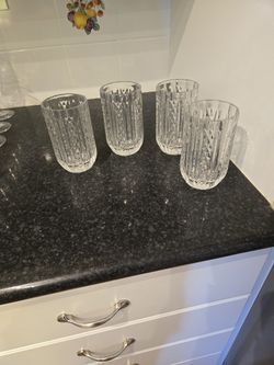 Set Of 4 Heavy Cut Crystal Tumblers 