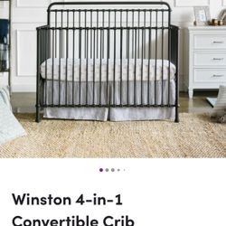 Dark Bronze Metal Crib w/Mattress, Toddler & Full Bed Kits 