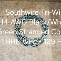 Southwire Tri-Wire 14-AWG Black/White/Green Stranded Copper THHN wire - 129 Feet