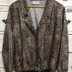 Vintage Joanna Sport Leopard Print Active Windbreaker Jacket