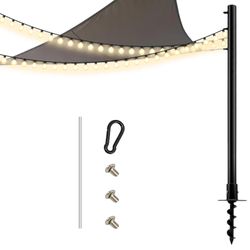 ft Heavy Duty Steel Sun Shade Sail Support Pole Kit Black