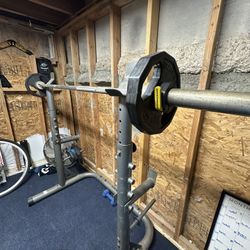 Squat Rack, Barbell, 10 Lb Plates 