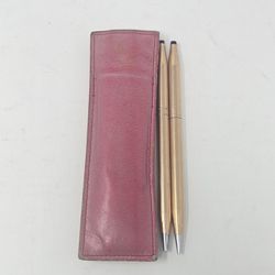 Ladies Set Vintage Cross Pen Pencil Set 1/20 14k Gold Filled Pen Travel & Purse