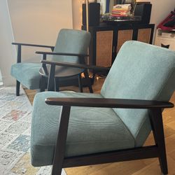 Two Practically New Mid-Century Modern Retro Armchairs / Chairs
