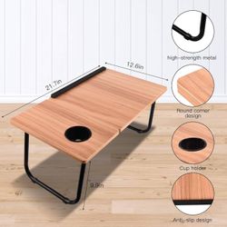 Adjustable Foldable Bed Laptop Tray Table with Cup Holder