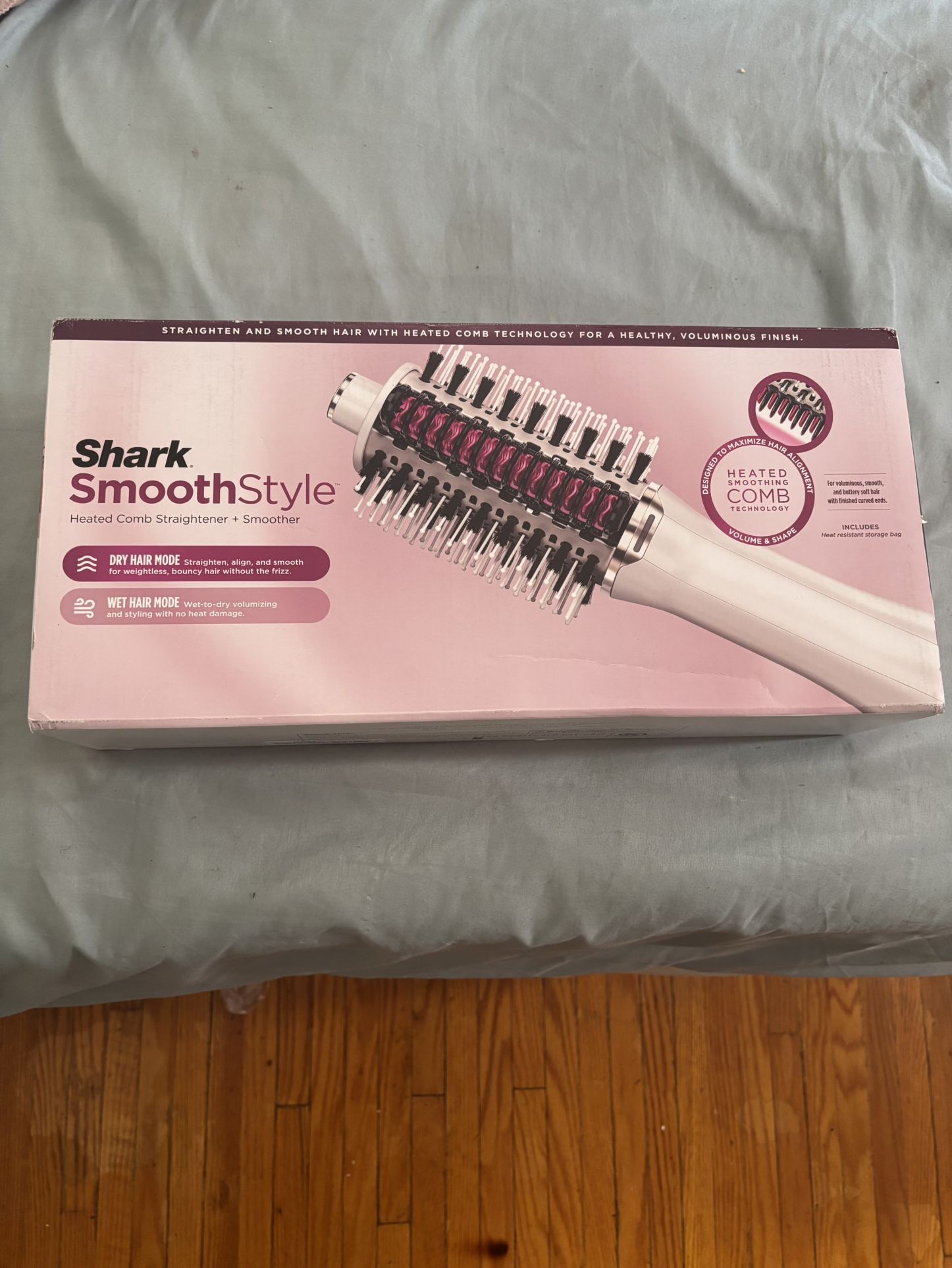 Shark HT212 SmoothStyle Heated Comb + Blow Dryer Brush with Heat Resistant Bag