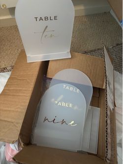 Wedding table numbers signs