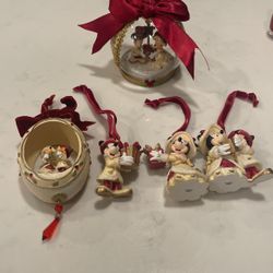 Disney Holiday Collection Mickey Minnie VICTORIAN SET Christmas Ornaments
