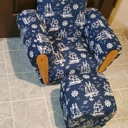 Childs Rocking Chair With Foot Stool