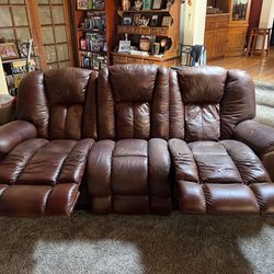 Beautiful Brown Leather Recliner Couch