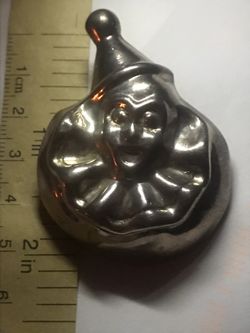 Large vintage Sterling silver Clown face pin-brooch