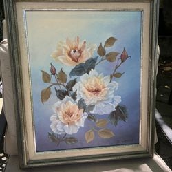Framed C. Lambert Vintage Floral Painting