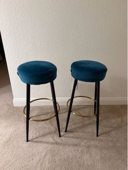 Set of 2 Modern Velvet Bar Stools – Great Condition