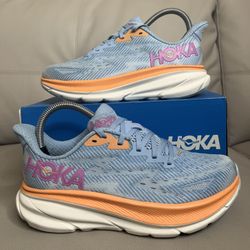 Hoka Clifton 9 Airy Blue Athletic Running Shoes Sneakers Women’s Size 6.5
