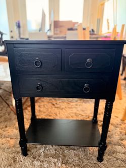 Black Wood Side/End Table with Drawers