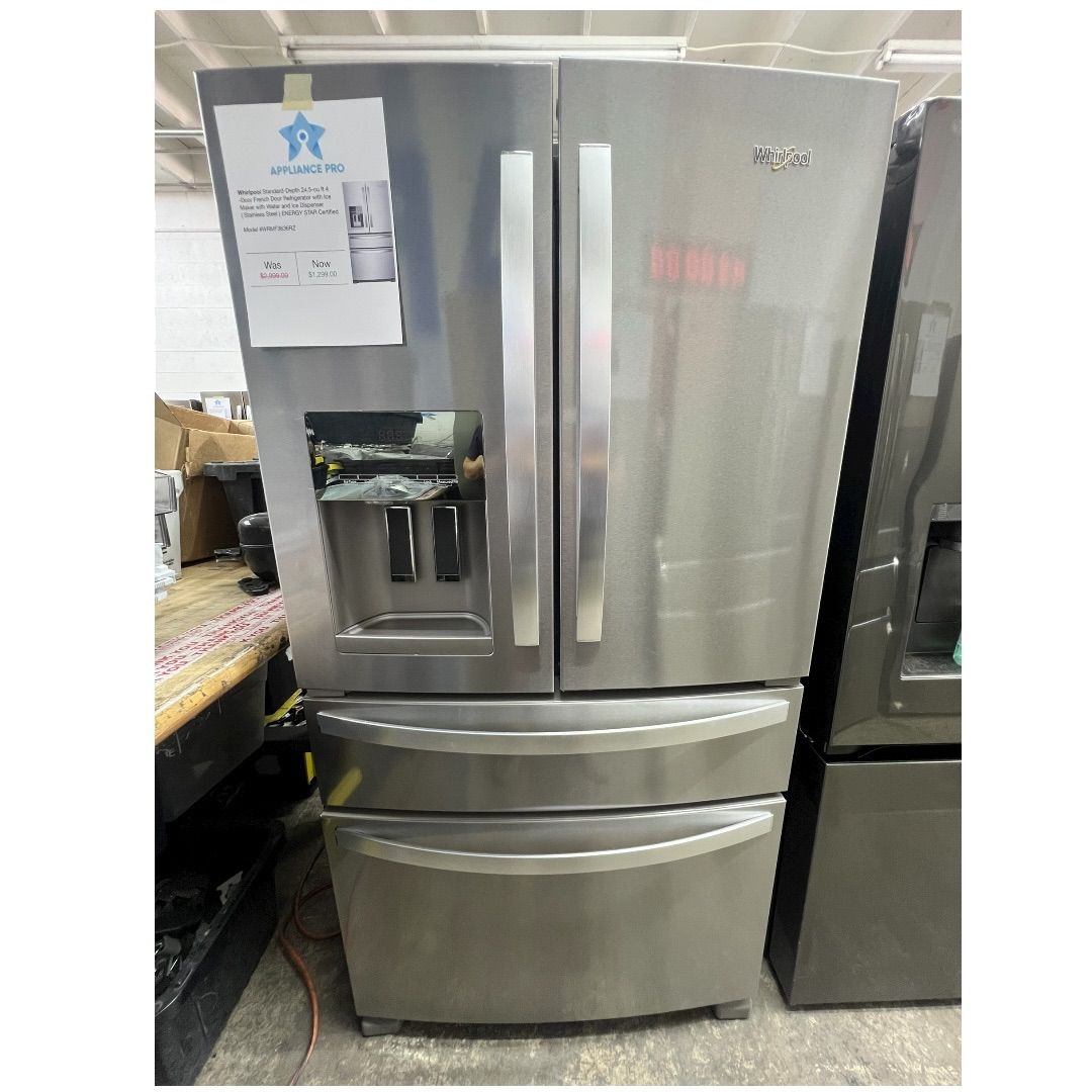 Whirlpool Standard-Depth 24.5-cu ft 4 -Door French Door Refrigerator with Ice Maker with Water and Ice Dispenser ( Stainless Steel) ENERGY STAR Certif