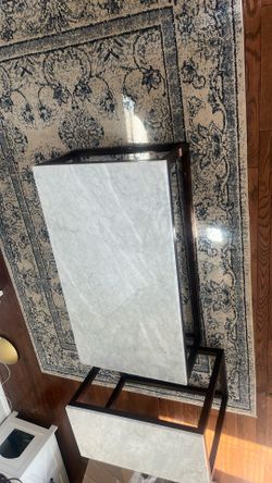 Beautiful solid marble West Elm coffee table and end table
