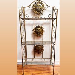 Gold Sun Moon Metal Shelf Display Mid century Rare Heavy Vintage High Quality Metal Antique Rack 