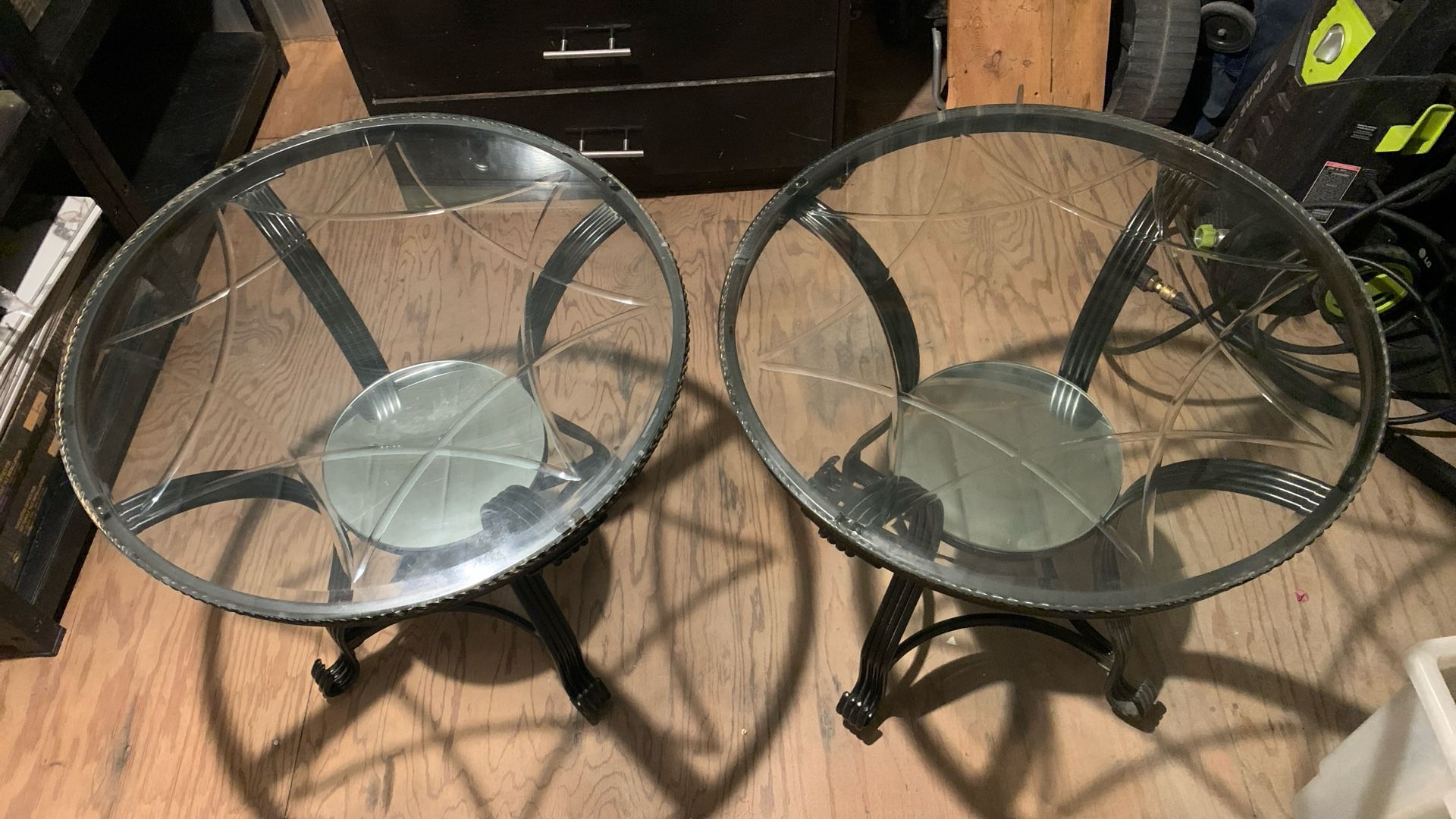 Beautiful Round Glass Top End Tables