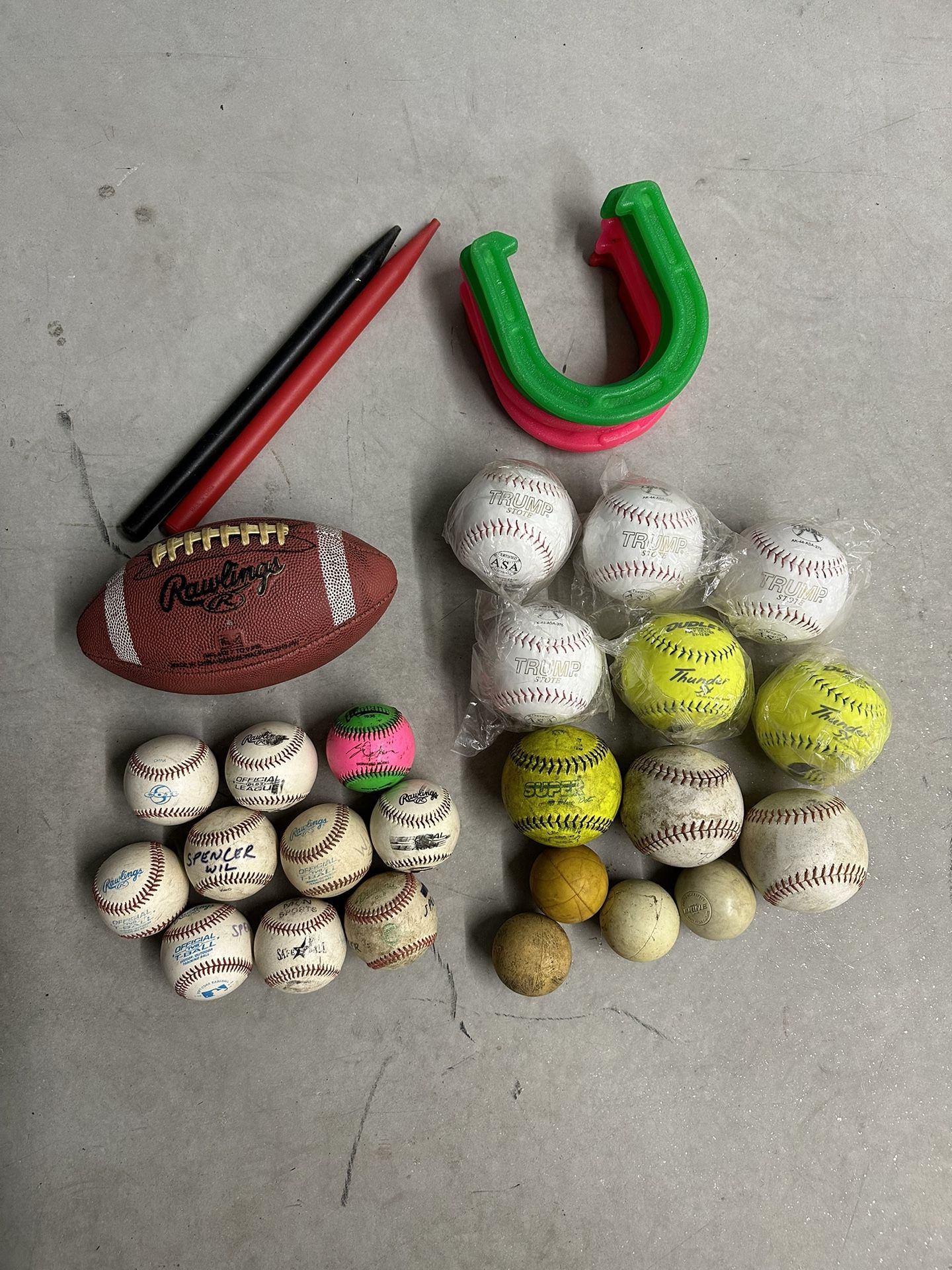 Horseshoe Football Baseballs Softballs Lacrosse Balls Lot