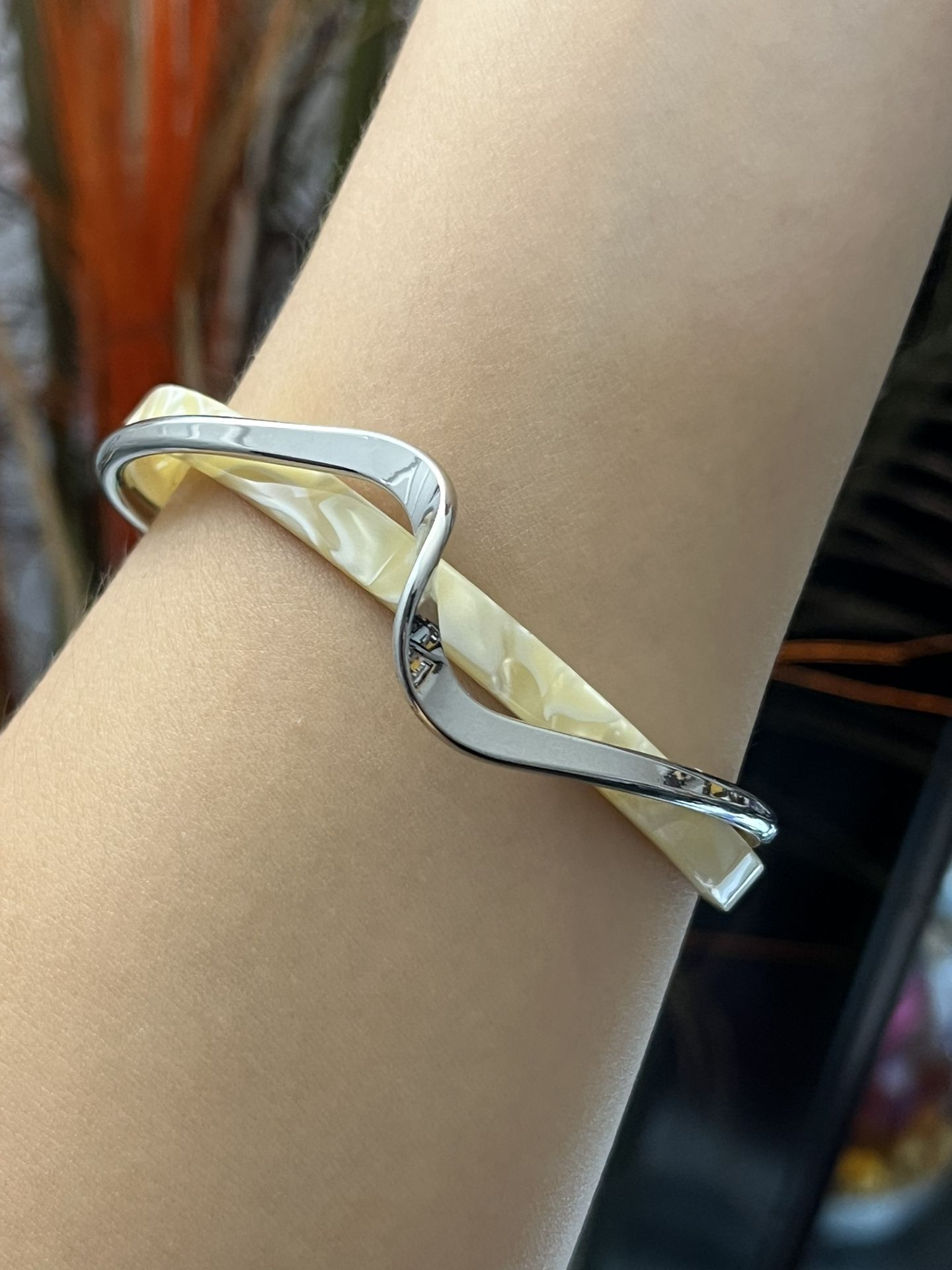 Silver cuff beige twisted Bracelet,Silver Cuff bangle bracelet,Chunky bracelet,Silver Cuff bangle bracelet,Cuff bangle,Gift for her him DETAILS * B